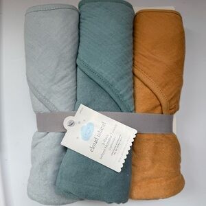 Cloud Island Hooded Towel Set - Blue, Green, and Tan